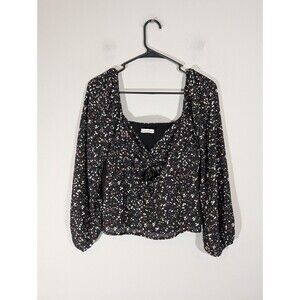 Abercrombie & Fitch Woman Long Sleeve Cinched Front Blouse Sz M Coquette Fairy